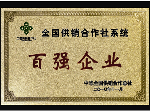 2010年 銀豐集團榮獲全國供銷合作社系統百強企業稱號